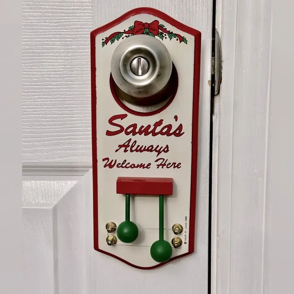 Vintage 1990 Santa Always Welcome Here Christmas Door Hanger House of Loyd